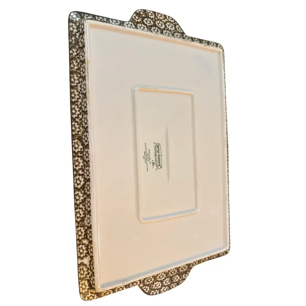 Temp-tations Brown Serving Tray 15.5” X 9.5” By Tara Old World Confetti